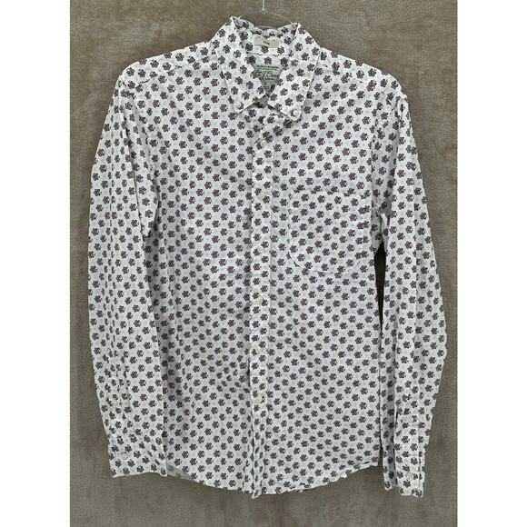 J Crew Shirt Mens Small Slim Purple Floral Stretch Organic Cotton Casual Preppy - Picture 1 of 7